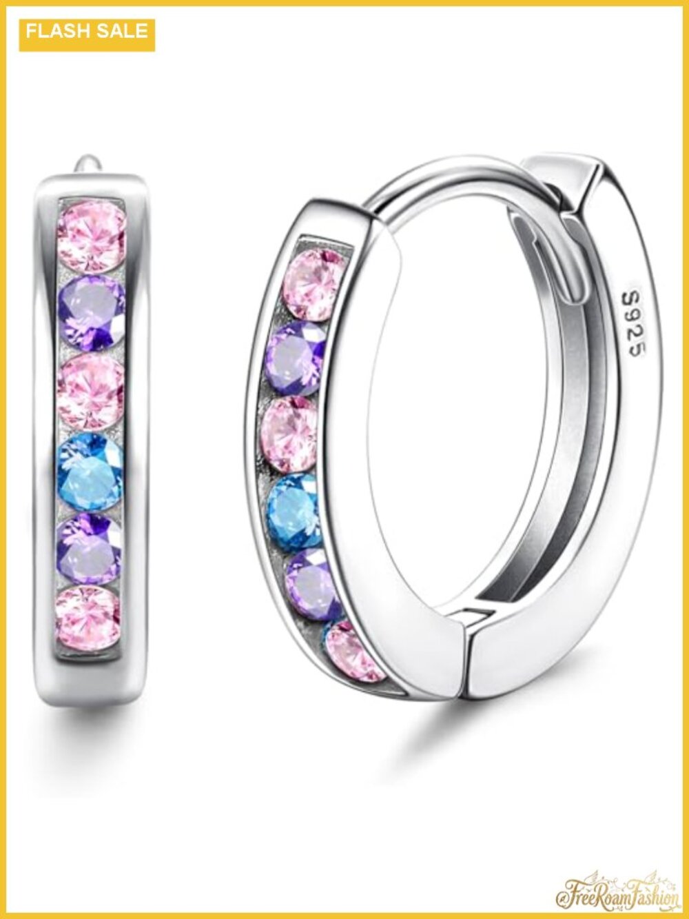 925 Sterling Silver Hypoallergenic Hoop Earrings for Sensitive Ears Cubic